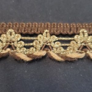 Ruban Brodé Lurex Doré et Marron – 30 mm