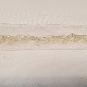 Ruban Perlé en Organza – 25 mm – Ivoire