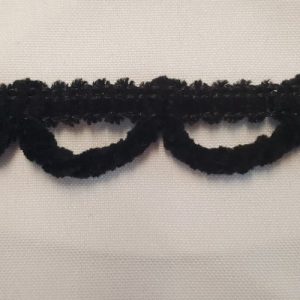 Ruban Fantaisie Velours à Festons – Noir – 23 mm