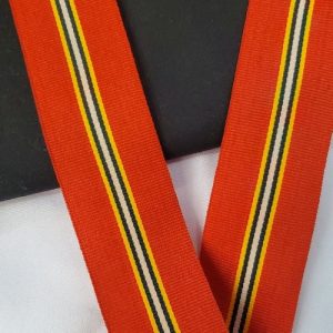 Ruban Gros Grain – Orange – Rayures Centrales Multicolores – 35 mm