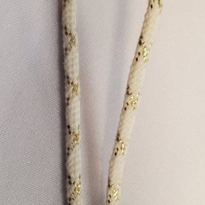 . Cordon Plat Tressé – 5 mm – Blanc & Or