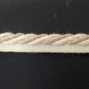 Ruban Passepoil Tressé – 10 mm – Beige Sable & Crème