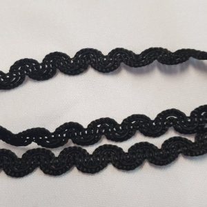 Ruban Fantaisie Croquet en Viscose – Noir – 10 mm