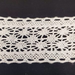 Ruban Brodé Pur Coton – Blanc – 50 mm – Made in France