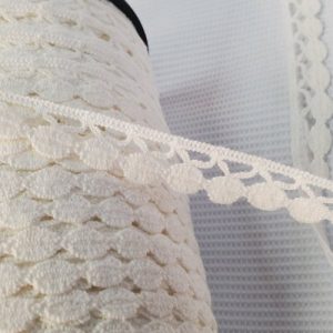 Ruban en Coton Blanc – Finition Crochet Dentelle – 15 mm
