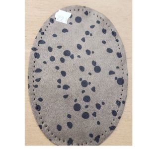 Coudières Fantaisie en Suédine – Beige Taupe à Pois Noirs – 13,5 x 9,5 cm