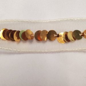 Ruban Paillettes Or sur Tulle Blanc – 30 mm