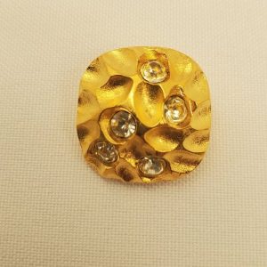 . Bouton Bijou Carré – 24 mm – Doré Serti de 5 Strass Cristallins