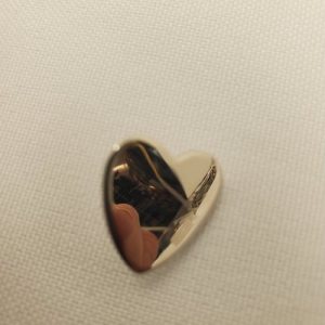 Bouton Métal de Prestige – 15 mm – Cœur Argent Brillant