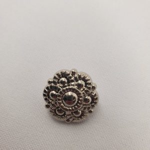 Bouton Fleur Ciselée – Argenté Brillant – 21 mm