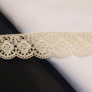 Ruban Fantaisie Brodé – 35 mm – Écru Vintage & Motifs Floraux