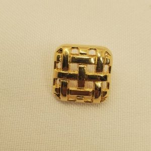 Bouton Métal Doré – 17 mm – Carré au Design Tissé Géométrique
