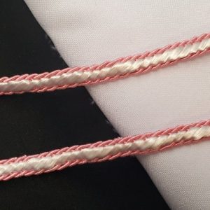Ruban Galon Tressé – 8 mm – Duo Rose Pastel & Blanc