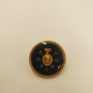 Bouton Métal de Prestige – 22 mm – Noir Émaillé & Écusson Couronné Or