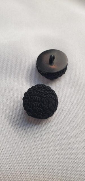 Bouton effet passementerie – noir mat torsadé – 23 mm / 26 mm