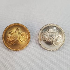 Bouton Métal Motif Vélo (Doré Mat & Argenté Brillant – 20 mm)