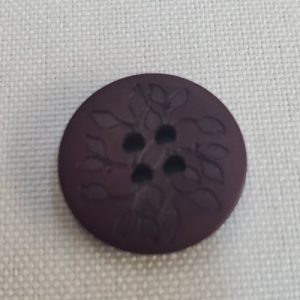 Bouton Violet Foncé Motif Feuillage (18 mm)