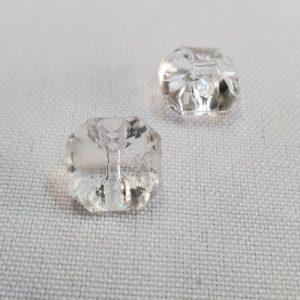 Bouton Bijou Acrylique Carré Transparent Facetté – 12 mm