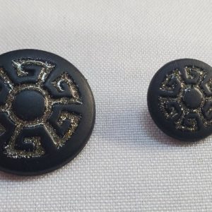 Bouton Acrylique Noir & Paillettes Argent – Style Labyrinthe – 16 / 28 mm