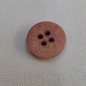 Bouton Rose Terracotta - Motif Feuillage Ciselé (15 mm)