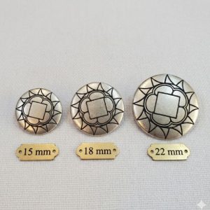Bouton Métal Argenté Motif Rosace Géométrique (15 / 18 / 22 mm)