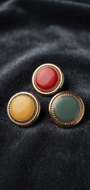 Lot de 6 boutons "bijou" – bordure dorée & centre acrylique – 21 mm – Couleur au choix