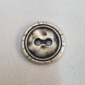 Bouton Métal Argent Vieilli Double Cercle – 18 mm