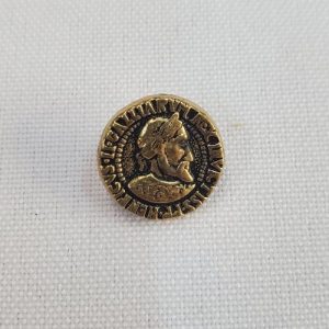Bouton Métal Doré Antique Effet Pièce Monnaie – 14 mm