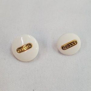 Bouton Bijou Acrylique Blanc & Barrette Dorée – 15 ou 18 mm