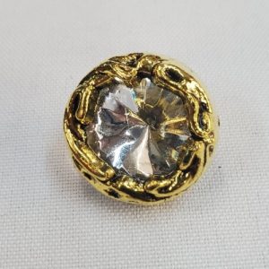 Bouton Bijou Acrylique Doré & Strass Cristallin – 25 mm