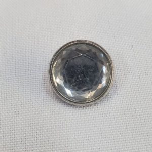 Bouton Bijou Métallique Argenté & Strass Cristallin – 18 mm