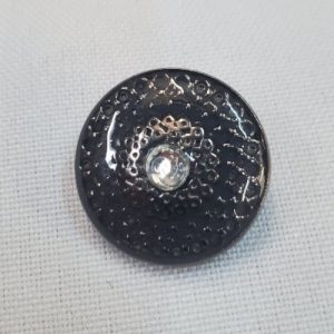 Bouton Bijou Métal Anthracite & Strass Central – 20 mm
