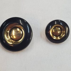 Bouton Bijou Acrylique Noir & Centre Doré – 18 ou 25 mm