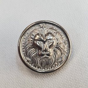 Bouton Bijou Acrylique Tête de Lion Argenté – 22 mm –