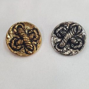 Grand Bouton Bijou Acrylique Or ou Argent Martelé – 35 mm
