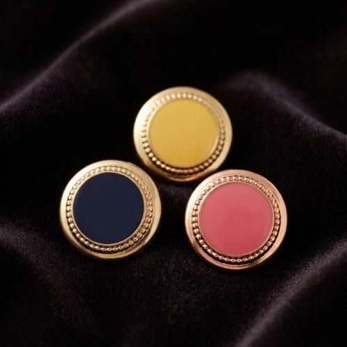 Lot de 6 boutons "bijou" – bordure dorée & centre acrylique – 18 mm – modèle 2 – Couleur au choix