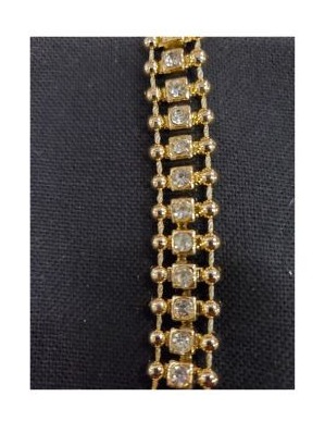 ruban strass doré avec strass argenté 1.4 cm
