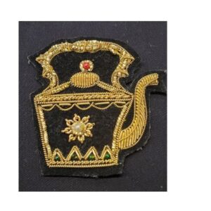 Écusson à coudre motif théière noir & doré, hauteur 6,5 cm / largeur 6,5 cm