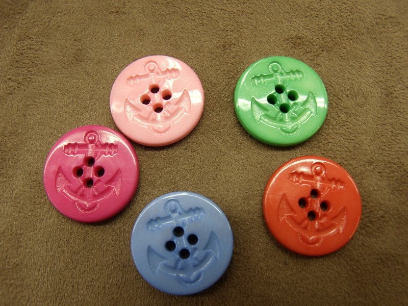 Bouton acrylique ancre marine 23 mm