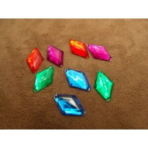 Strass losange acrylique 18x11 mm – rouge, vert, bleu, violet – lot de 10 ou 20 : toutes les couleurs