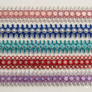 Ruban avec sequin avec perle au milieu 30 mm : toutes les couleurs