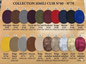 Coudières simili cuir petit modèle 10,5 × 7,5 cm – Collection N°60 à N°79 : toutes les couleurs numérotées