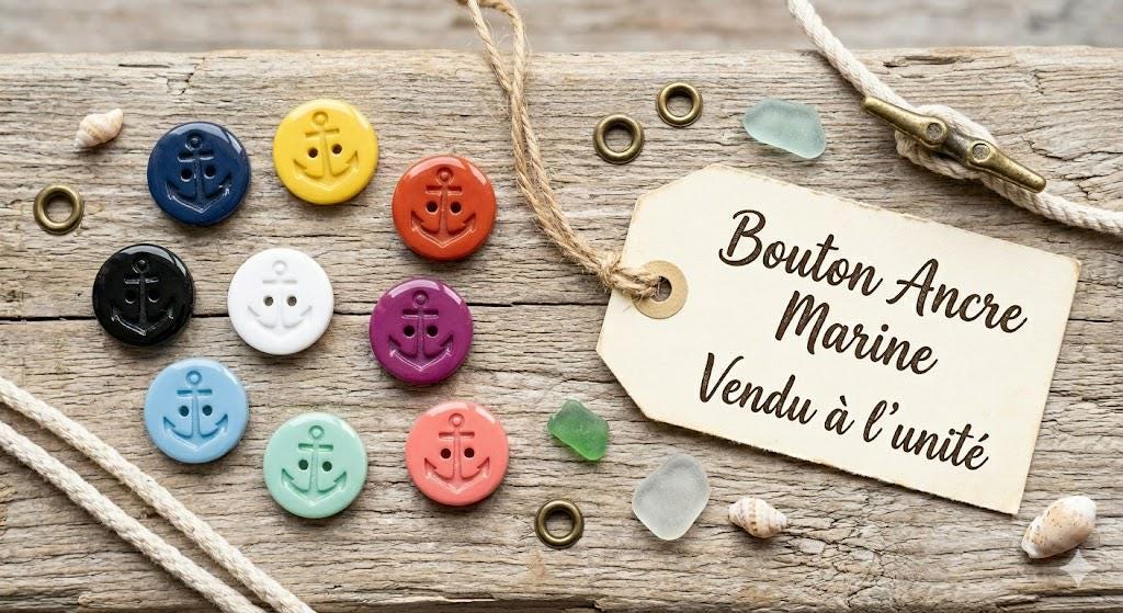 Bouton acrylique ancre marine : toutes les couleurs