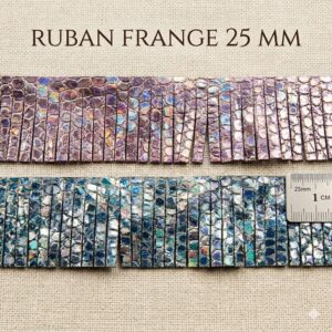 Ruban frange simili cuir holographique 25 mm : toutes les couleurs