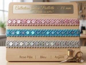 Galon pailleté scintillante 13 mm : toutes les couleurs