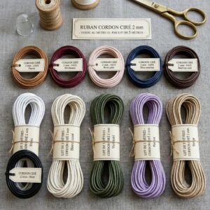 Cordon ciré 2 mm : toutes les couleurs