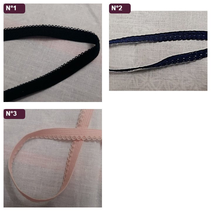Lot de 3 mètres élastique dentelé 9 mm – Couleur au choix – Image 2