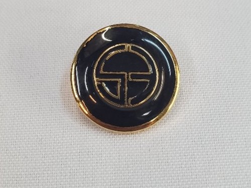 Bouton métal noir & bordure dorée ciselée (20 / 25 mm) – Image 2