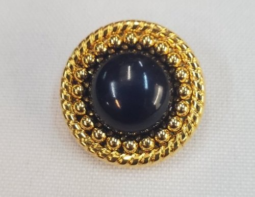 Bouton bijou acrylique noir & bordure dorée torsadée (15 / 20 / 25 mm – Image 2
