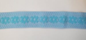 Lot 10 m – élastique plat 40 mm – bleu ciel & fleurs roses
